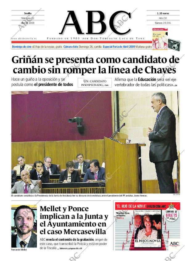 ABC SEVILLA 22-04-2009 página 1