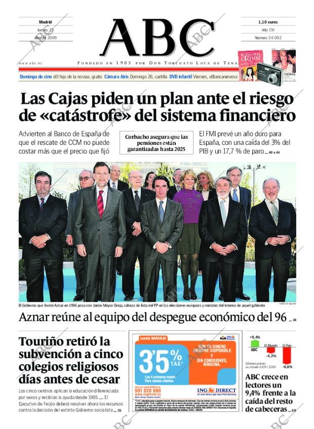 ABC MADRID 23-04-2009 página 1