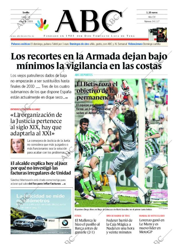 ABC SEVILLA 18-05-2009 página 1