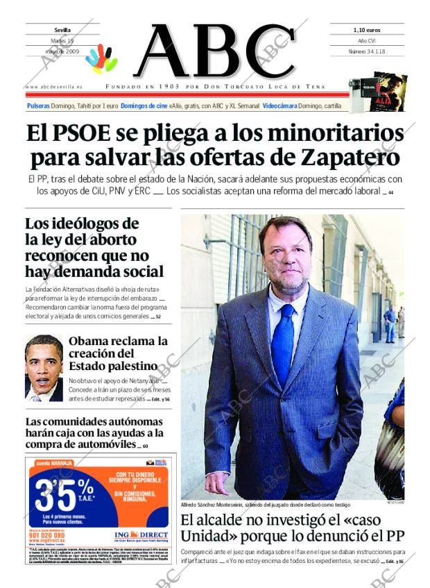 ABC SEVILLA 19-05-2009 página 1