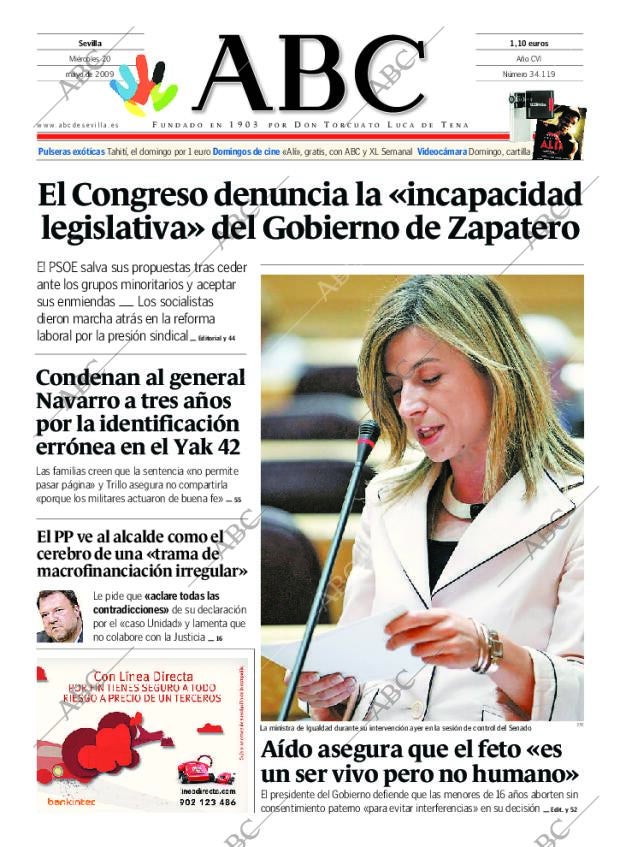 ABC SEVILLA 20-05-2009 página 1