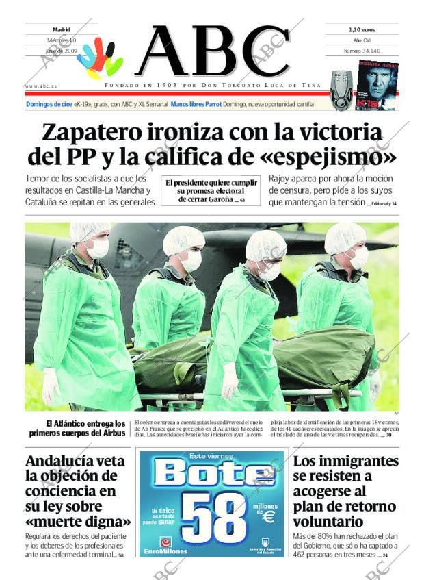 ABC MADRID 10-06-2009 página 1