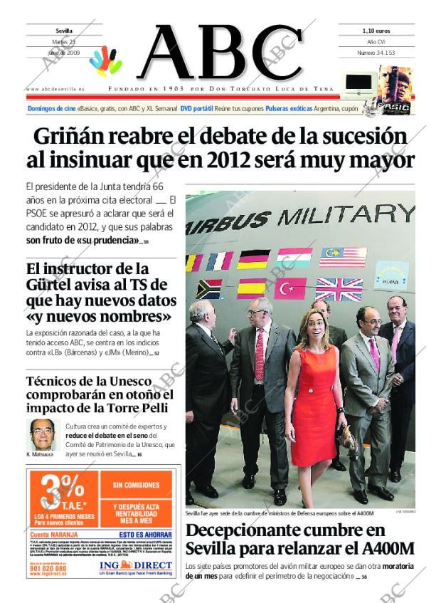 ABC SEVILLA 23-06-2009 página 1