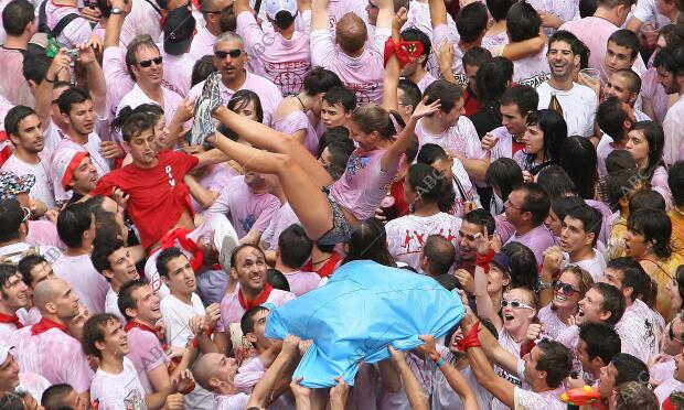 pamplona,6-7-09-.-fiestas de san fermin;en la imagen ambiente en...