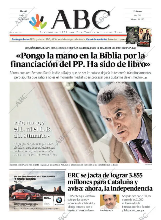 ABC MADRID 13-07-2009 página 1