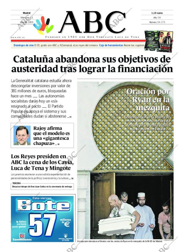 ABC MADRID 15-07-2009 página 1