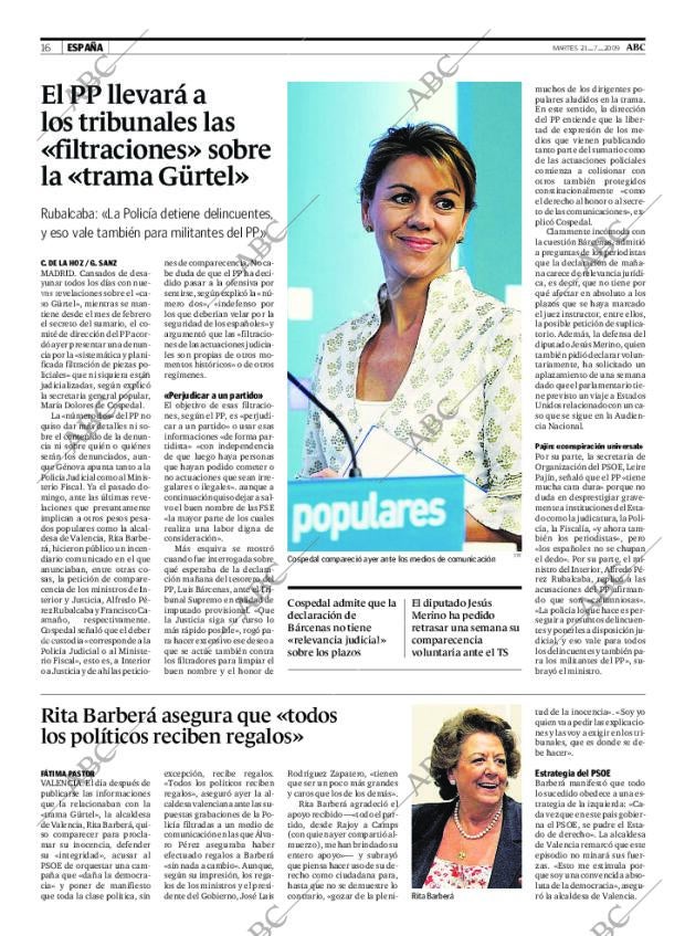ABC MADRID 21-07-2009 página 16