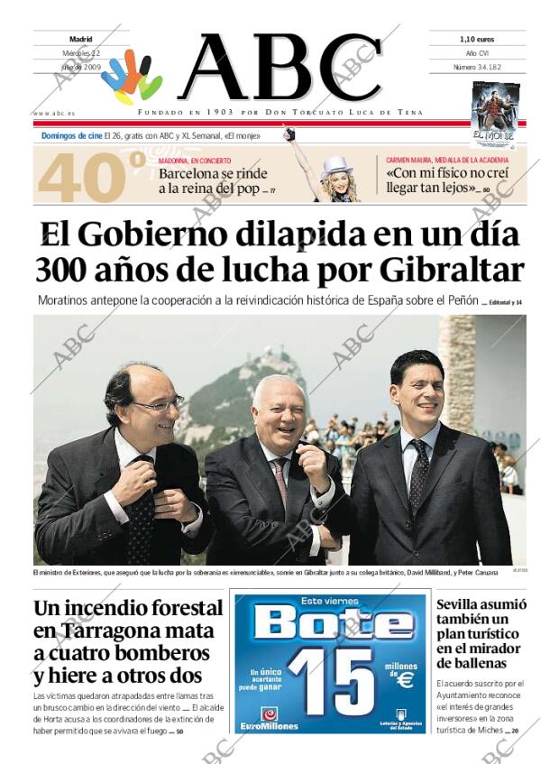 ABC MADRID 22-07-2009 página 1