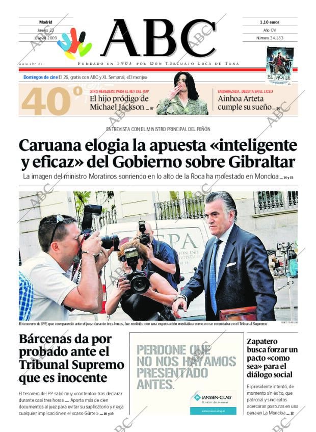 ABC MADRID 23-07-2009 página 1