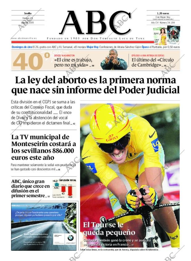 ABC SEVILLA 24-07-2009 página 1