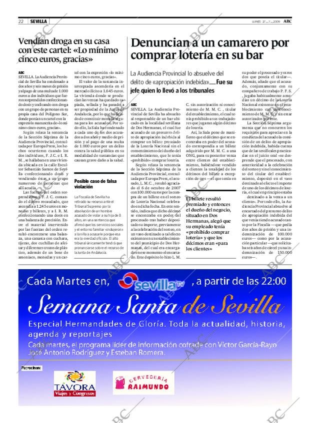 ABC SEVILLA 27-07-2009 página 22