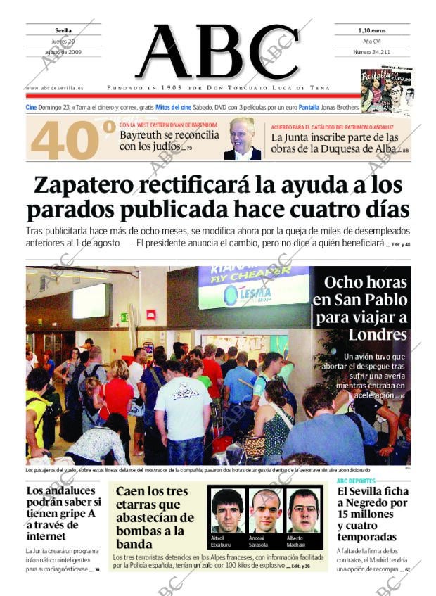 ABC SEVILLA 20-08-2009 página 1