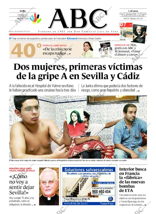 ABC SEVILLA 23-08-2009 página 1
