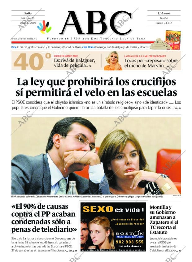 ABC SEVILLA 26-08-2009 página 1