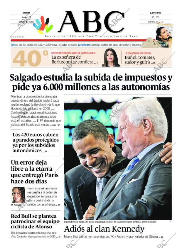 ABC MADRID 27-08-2009 página 1