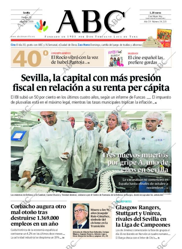 ABC SEVILLA 28-08-2009 página 1