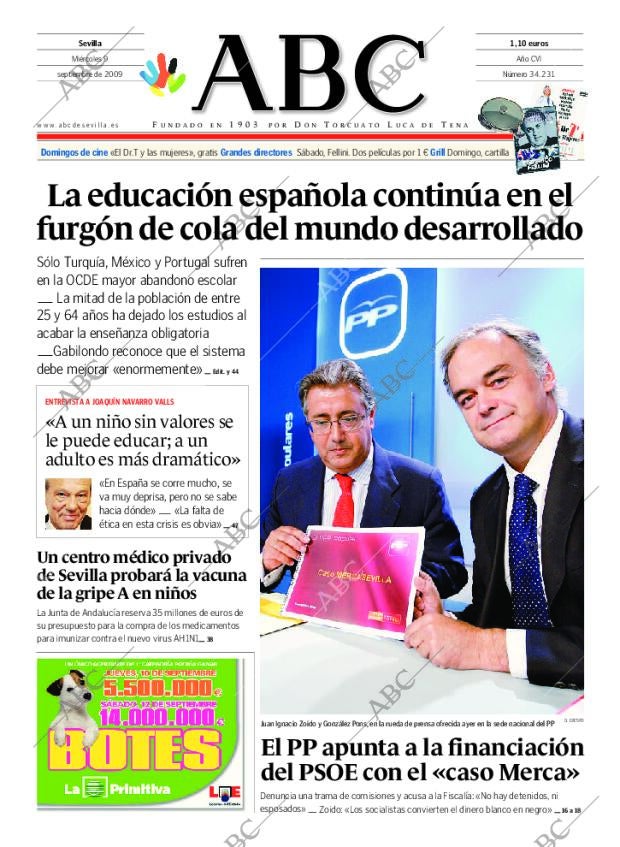 ABC SEVILLA 09-09-2009 página 1