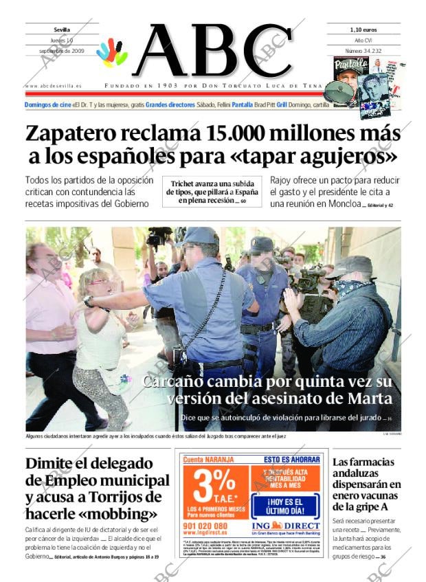 ABC SEVILLA 10-09-2009 página 1