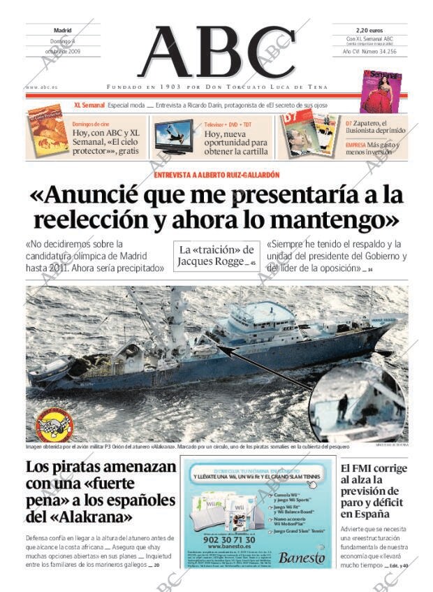 ABC MADRID 04-10-2009 página 1