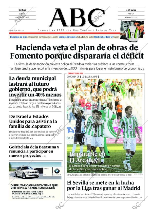 ABC CORDOBA 05-10-2009 página 1