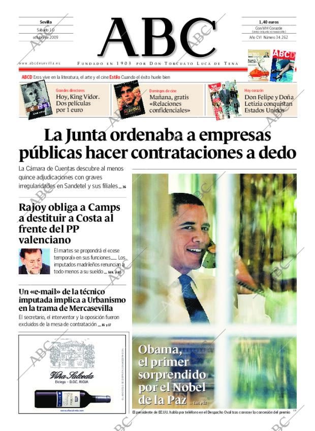 ABC SEVILLA 10-10-2009 página 1