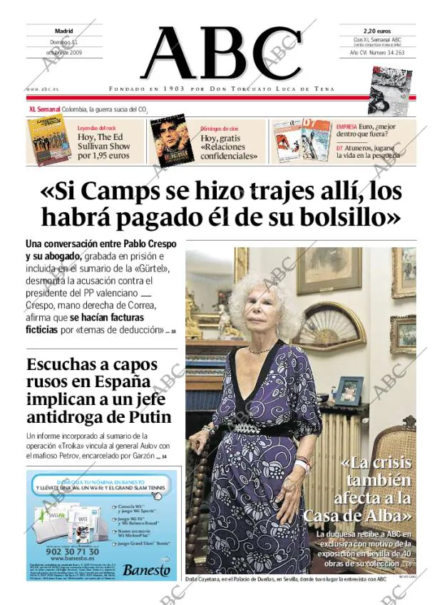 ABC MADRID 11-10-2009 página 1