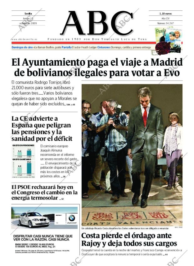 ABC SEVILLA 15-10-2009 página 1