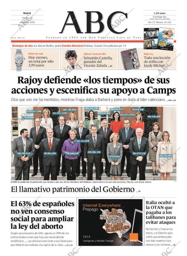 ABC MADRID 16-10-2009 página 1