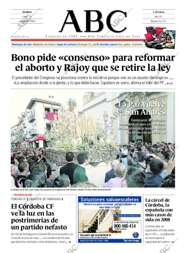 ABC CORDOBA 19-10-2009 página 1