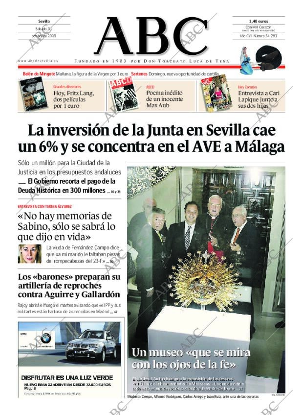ABC SEVILLA 31-10-2009 página 1