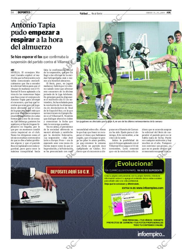 ABC SEVILLA 31-10-2009 página 84