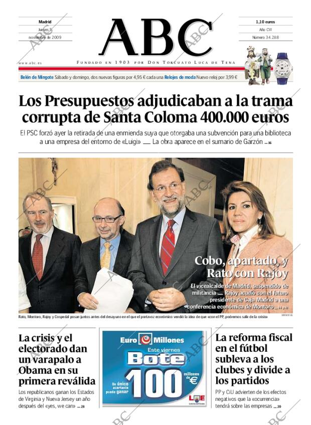 ABC MADRID 05-11-2009 página 1