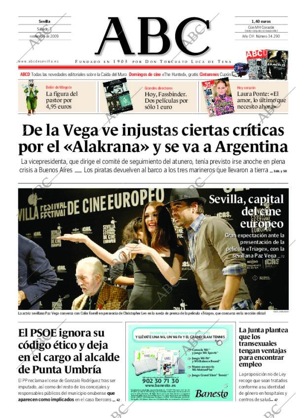 ABC SEVILLA 07-11-2009 página 1