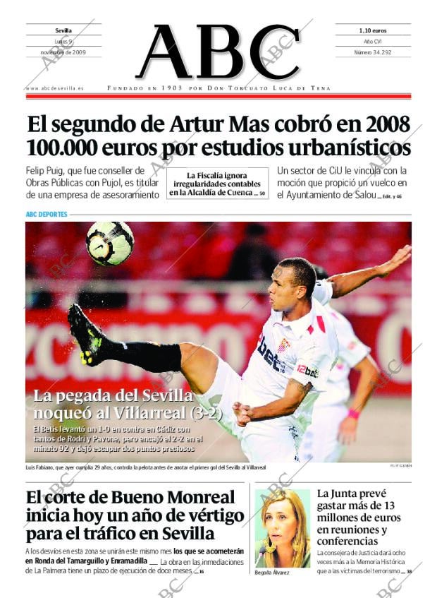 ABC SEVILLA 09-11-2009 página 1