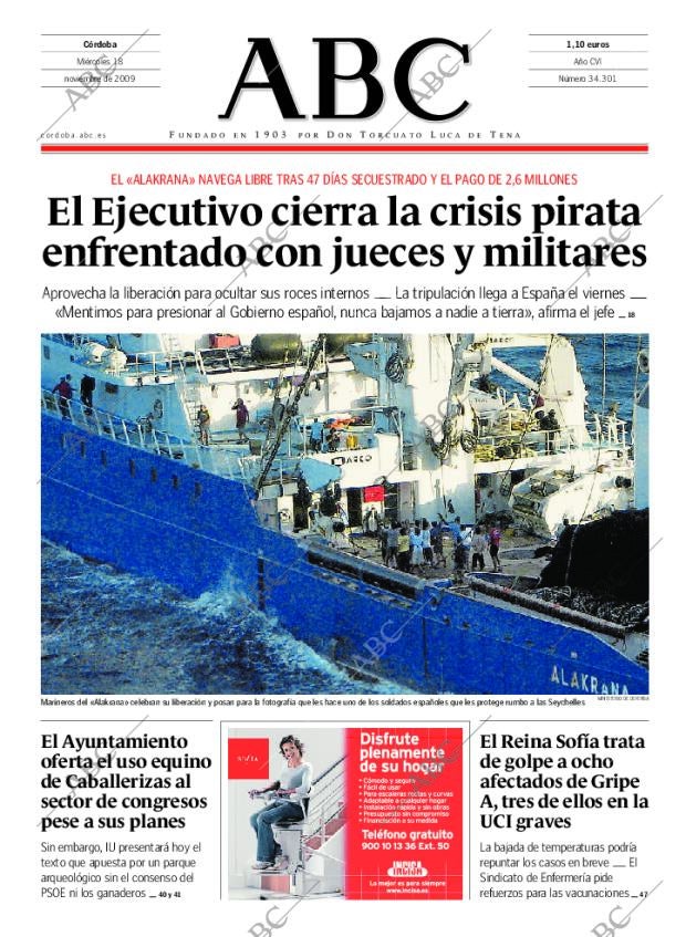 ABC CORDOBA 18-11-2009 página 1