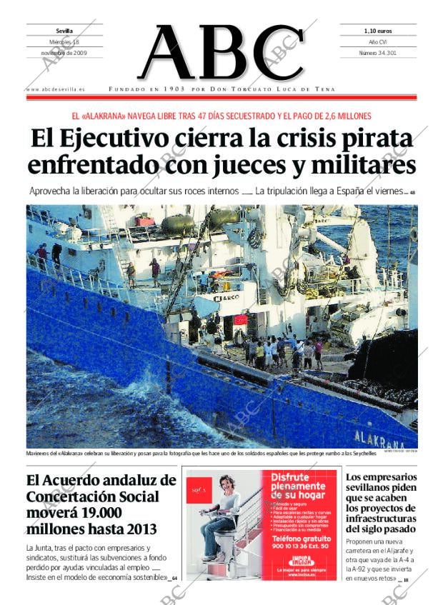 ABC SEVILLA 18-11-2009 página 1
