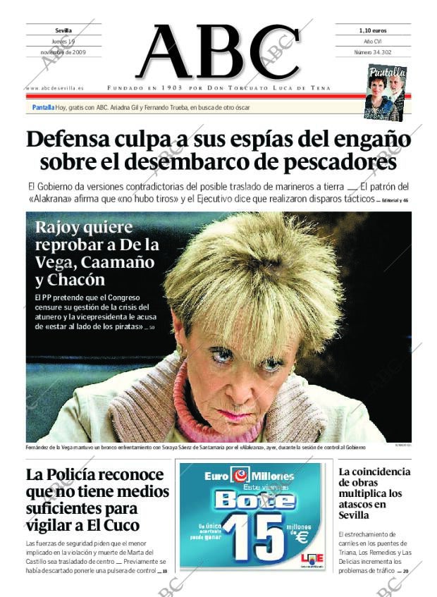 ABC SEVILLA 19-11-2009 página 1