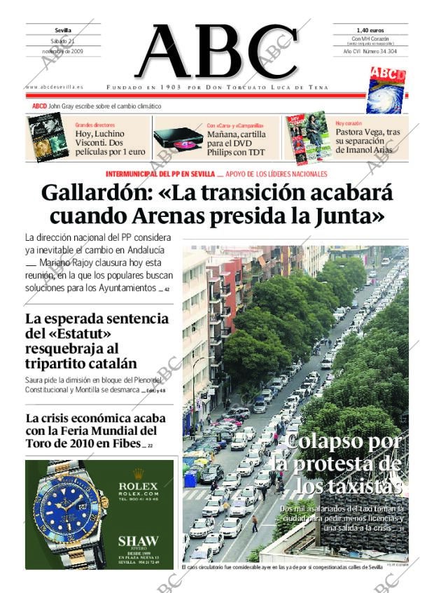 ABC SEVILLA 21-11-2009 página 1