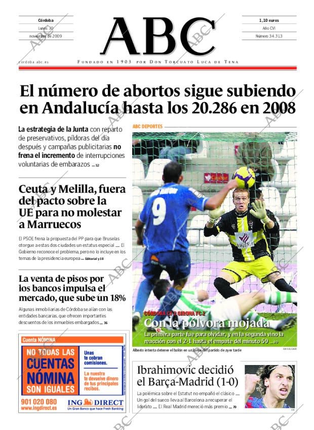 ABC CORDOBA 30-11-2009 página 1