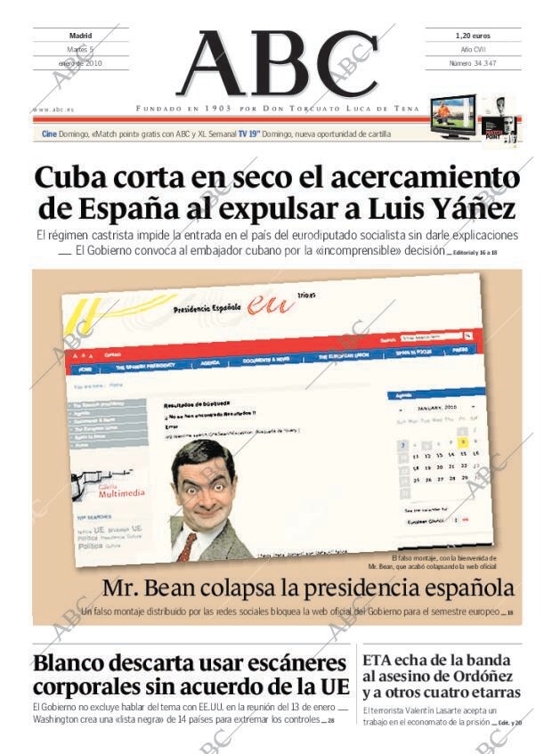 ABC MADRID 05-01-2010 página 1