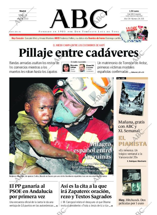 ABC MADRID 16-01-2010 página 1