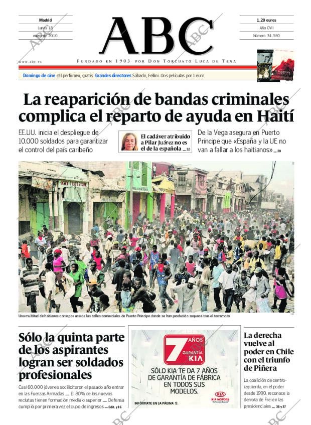 ABC MADRID 18-01-2010 página 1