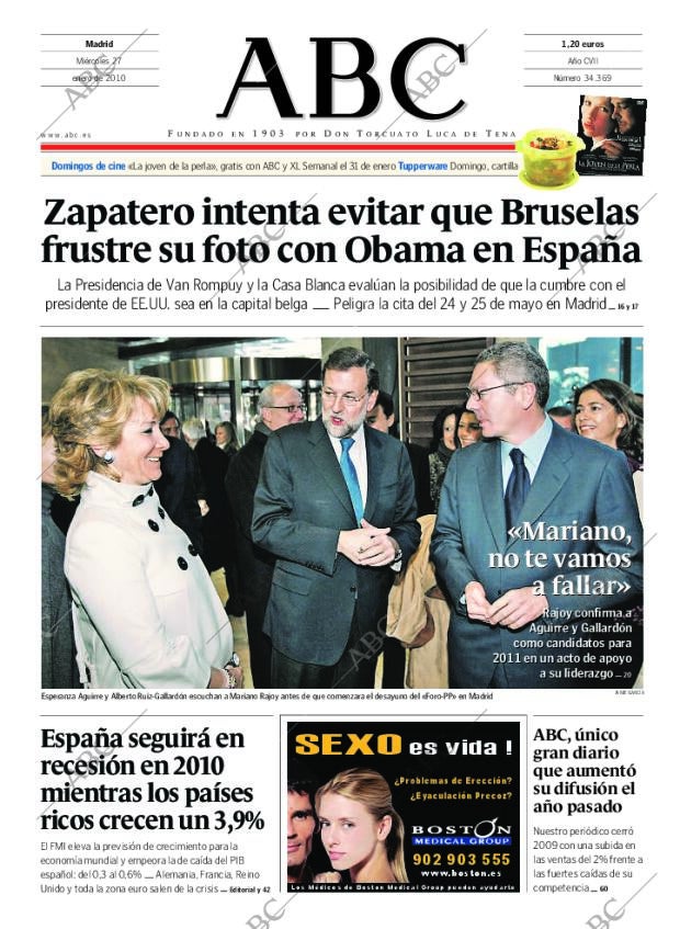 ABC MADRID 27-01-2010 página 1