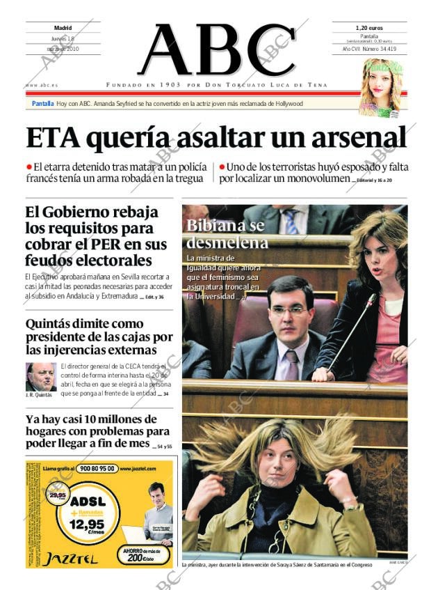 ABC MADRID 18-03-2010 página 1