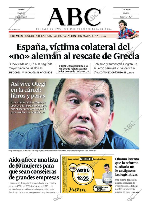 ABC MADRID 23-03-2010 página 1