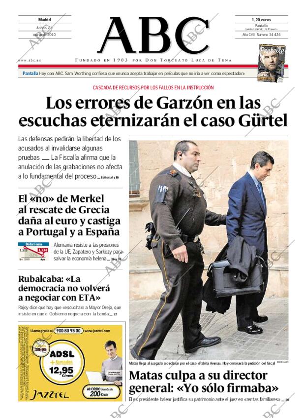 ABC MADRID 25-03-2010 página 1