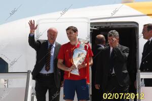 Llegada de la selección española de fútbol al aeropuerto de barajas, tras...