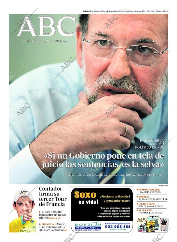 ABC MADRID 25-07-2010 página 1