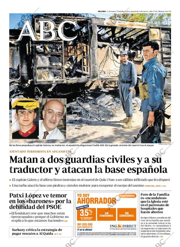 ABC MADRID 26-08-2010 página 1