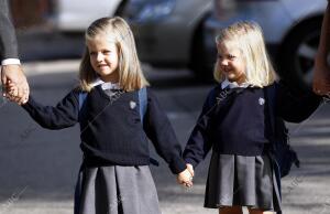 los principes de asturias acompañana a las infantas leonor y sofia al colegio...